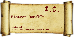 Platzer Donát névjegykártya
