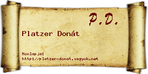 Platzer Donát névjegykártya